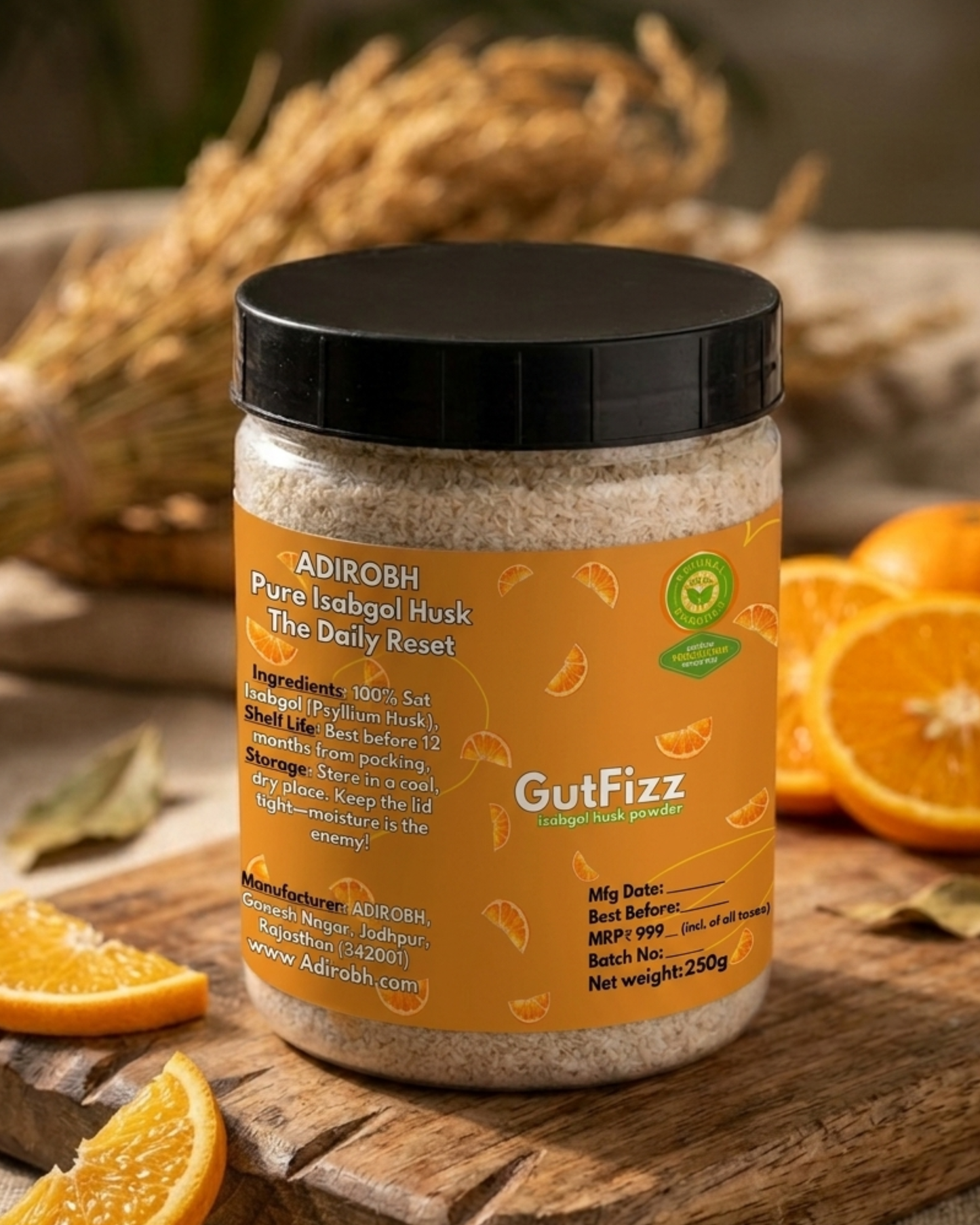 GutFizz-orange flavour husk powder