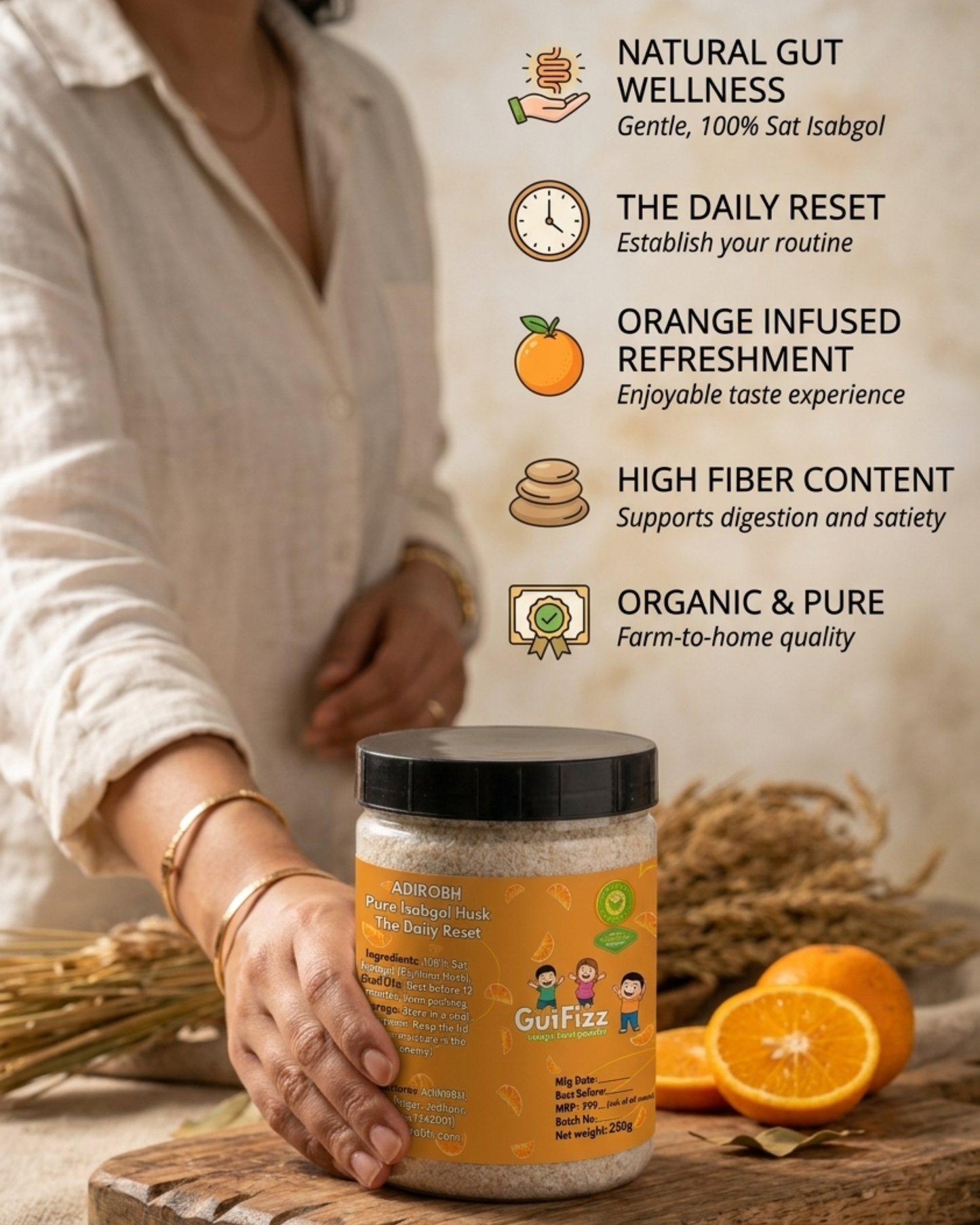 GutFizz-orange flavour husk powder